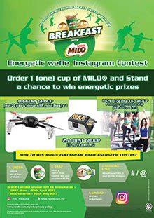 In malaysia, the swiss food giant earlier introduced nestle koko krunch bar at the end of 2017 and nestlé fitnesse breakfast cereal bar in. Breakfast with Milo Energetic Wefie Instagram Contest 2017 ...
