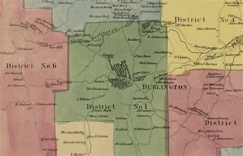 Historic Landowners Map Of Burlington Ct From 1869 Ct Restored