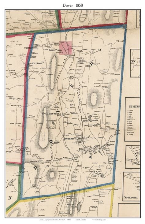 Dover New York 1858 Old Town Map Custom Print Dutchess Co Old Maps