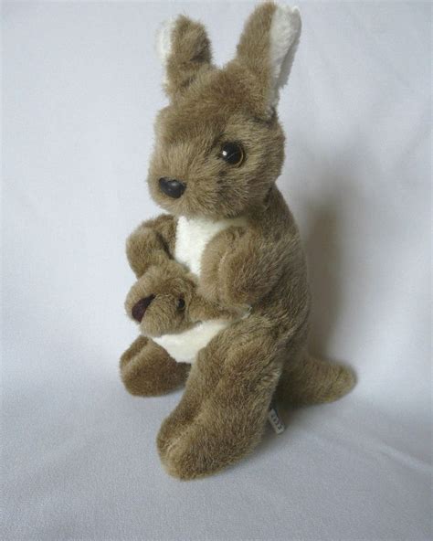 Kangaroo And Joey Plush Stuffed Toy Sun Wood Souvenir Made In Australia