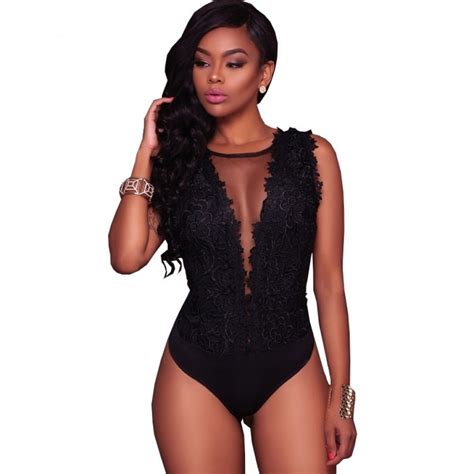 Womens Best Shopping Black Lace Bodysuit Lace Bodysuit Short Playsuit