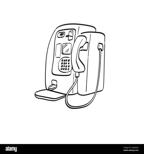 Retro Public Telephone Illustration Vector Hand Drawn Isolated On White