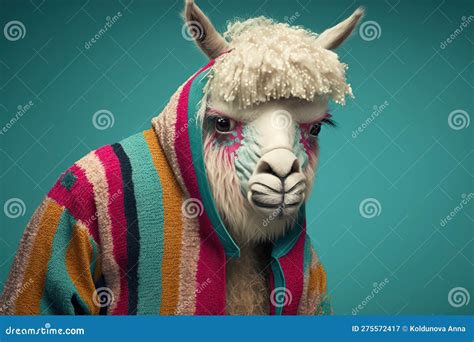 Sad Llama Wearing Clothes Suffering Created With Generative Ai