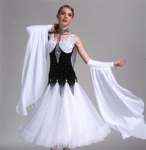 Big Swing Sequins White Ballroom Dance Competition Dresses Dance