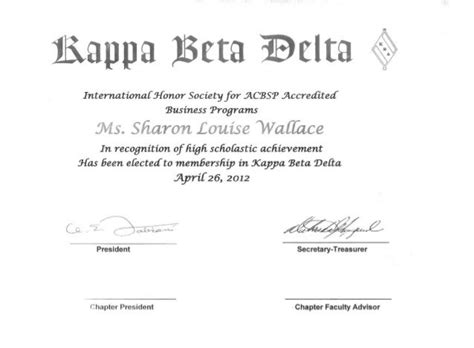 Kappa Beta Delta International Honor Society
