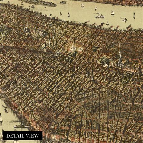 1892 Map Of New York And Brooklyn With Jersey City And Hoboken Vintage Wall