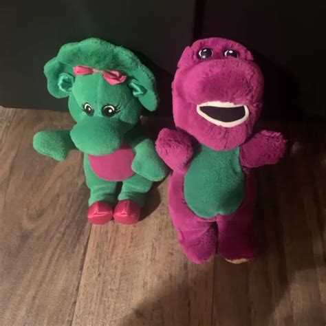 Lyons Group Barney And Baby Bop Dino Plush Stuffed Animals Set Of 2
