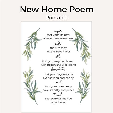 New Home Poem New Home Blessing Housewarming Printable Sugar Salt Oil