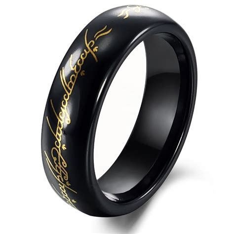 Enjoy complimentary shipping with each online purchase. Tungsten Black & Gold Lord of Ring Mens Ring Size 6 10-in ...