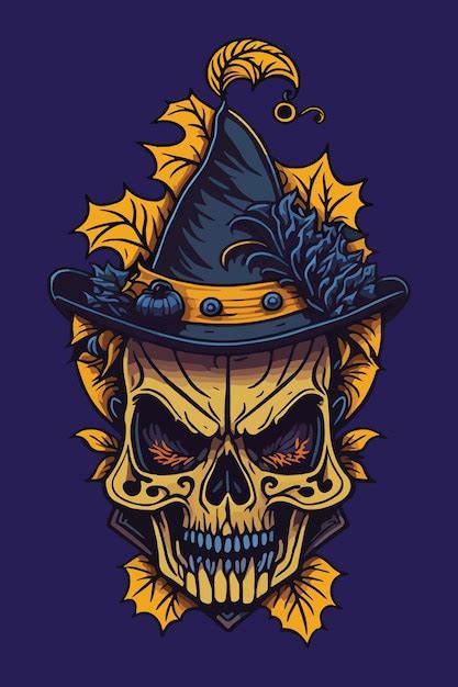 premium vector vector colorfull halloween skull wear hat
