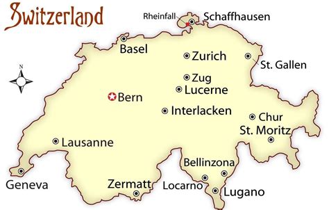 Detailed large political map of switzerland showing names of capital cities, towns, states, provinces and boundaries with neighbouring countries. Zurich switzerland map - Zurich switzerland on map ...