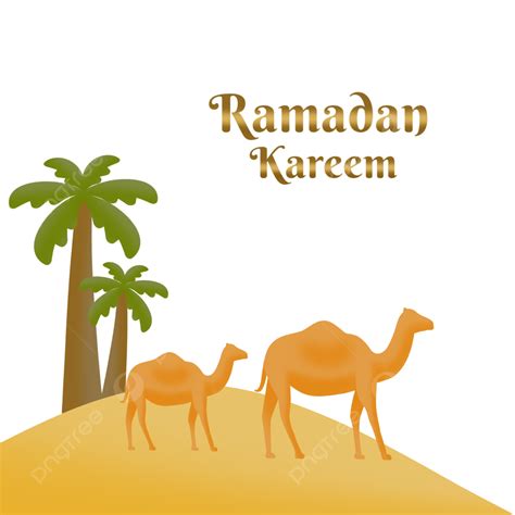 Gambar Ramadhan Kareem Eid Mubarak Dengan Unta Dan Pohon Kurma Ramadan