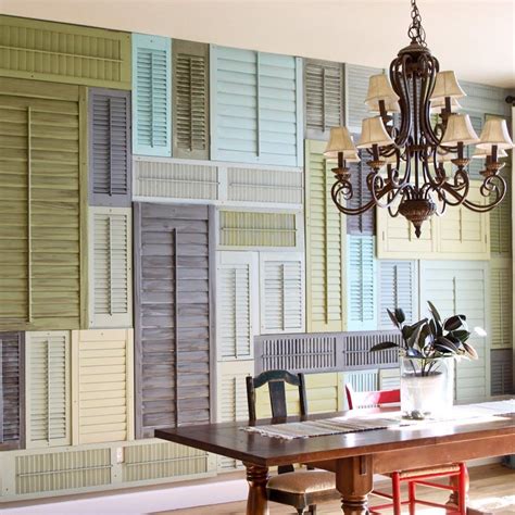 We Love This Idea For An Indoor Accent Wall Upcycled Window Shutters