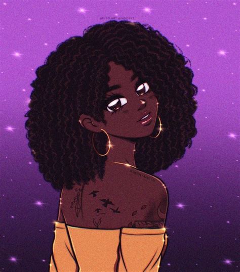 Darkskin Type 4 Hair Afro Tatoos Colored Characters Black Cartoon