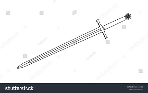 King Arthur Sword Excalibur Drawing стоковая иллюстрация 1524583058