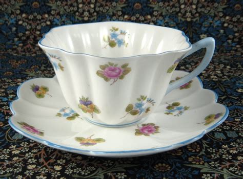 Shelley Cup And Saucer Stratford Shape Rose Pansy Forget Me Nots Chintz