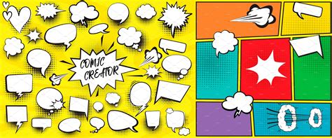 Speech Bubbles Comic Creator Set Illustrations ~ Creative Market