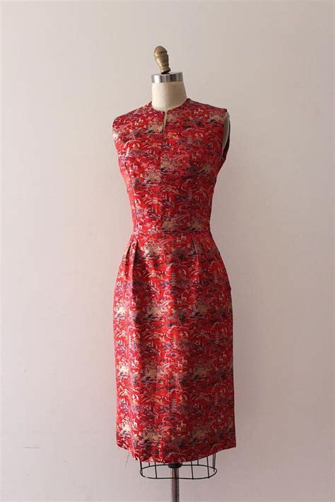 vintage 1960s dress 60s brocade wiggle cheongsam inspired etsy canada dresses 1960 s