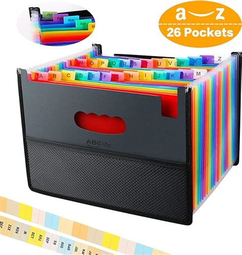 26 Pockets Expanding File Folder Accordian File Organiser With Mesh Bag