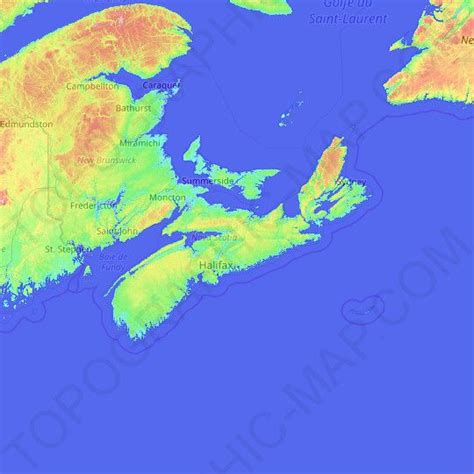 Nova Scotia Topographic Map Relief Map Elevations Map Relief Map
