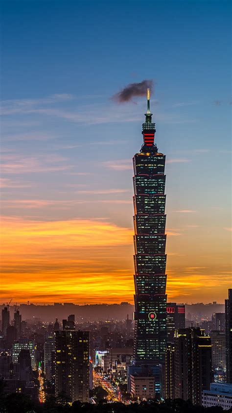 배경 화면 대만 타이페이 101 빌딩 밤 도시 고층 빌딩 조명 2880x1800 Hd 그림 이미지