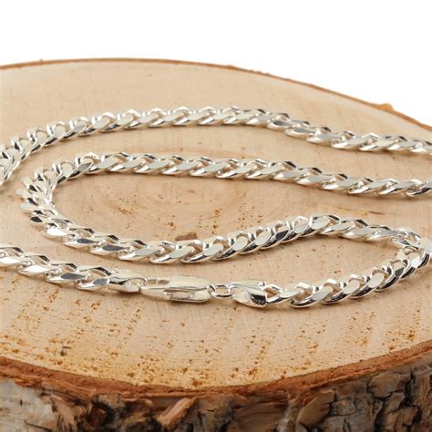 Solid Sterling Silver Men S Curb Chain Mm Width