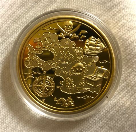 Pirate Gold Coins Commemorative Piece With Treasure Map Pirate