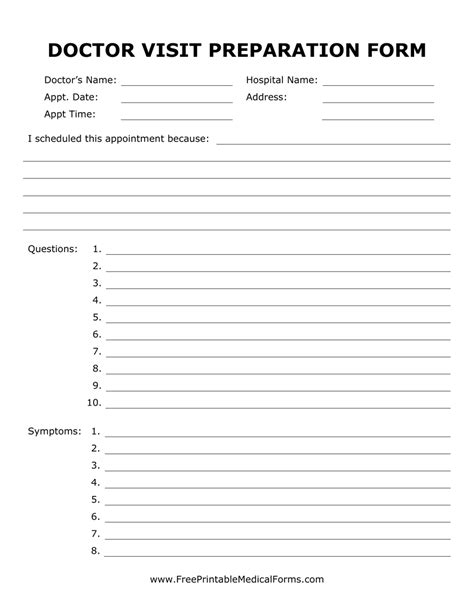 Printable Doctor Visit Form Template