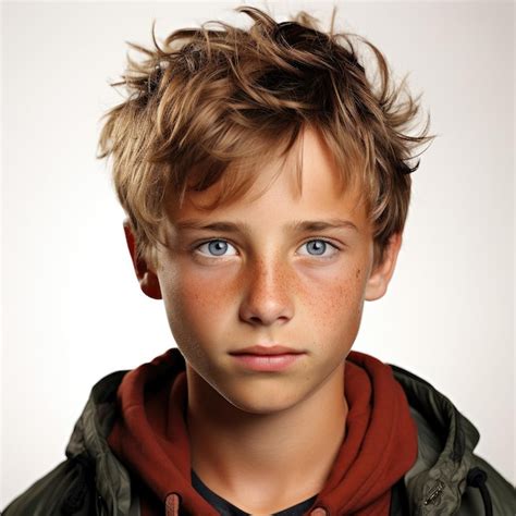 Premium Ai Image Mellow 13yearold Finnish Boy With Relaxed Expression