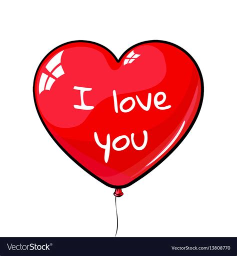 Auf dieser malseite haben wir. Red heart shaped balloon labeled i love you Vector Image