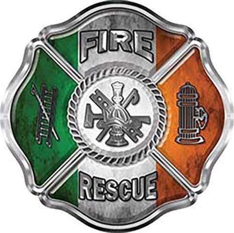 Firefighter Fire Rescue Maltese Cross Decal Irish Flag Reflective Ff32
