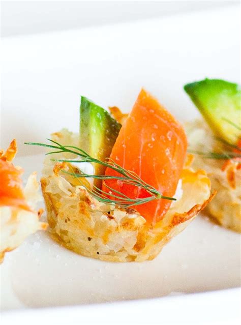 Petite Potato Canapes Topped With Avocado And Smoked Salmon This Super