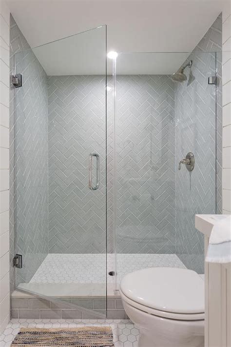 What s on your radar herringbone tile bathroom floor tiles. Gray Herringbone Pattern Shower Wall Tiles - Transitional ...