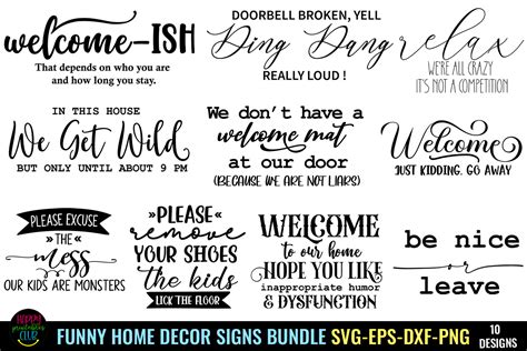 Funny Home Decor Sign Svg Bundle I Home Graphic By Happy Printables