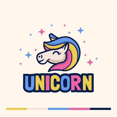 Premium Vector Cute Minimalist Unicorn Mascot Logo Design