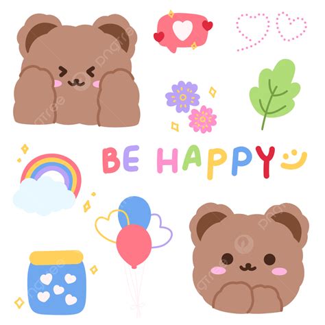 Cute Happy Brown Bear Korean Diary Sticker For Decoration Journaling Korean Bear Sticker Diary