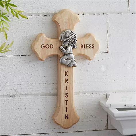 Prayerful Girl Personalized Wood Cross Buybuy Baby