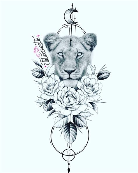 Lion Flower Tattoo Desig Lioness Tattoo Lioness Tattoo Design
