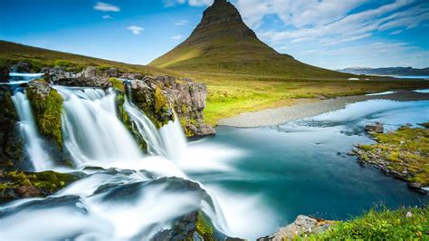 Islande Reykjavik Cascade Rivière Montagne 2017 Fond Décran Hd Aperçu