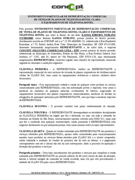 Contrato De Representação Mei Comerciais Pdf Lei Das Obrigações