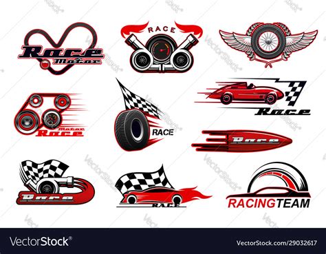 Car Racing Motorsport Icons Royalty Free Vector Image