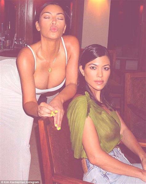 Kim Kardashian Puckers Up With Kourtney In Throwback Vacation Picture Kim Kardashian Kim And