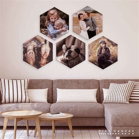 Your Photo On Honeycomb Canvas Custom Hexagon Wall Art Photo Wall Decor Canvas Wall Collage