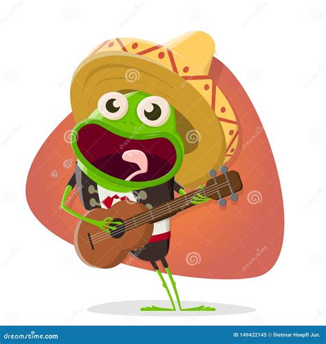 Funny Cartoon Frog As Mexican Mariachi Stock Vector Illustration Of