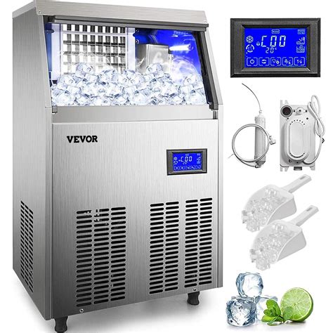 Buy Vevorcommercial Ice Maker Machine Lbs H With Lbs Bin And Electric Water Drain Pump