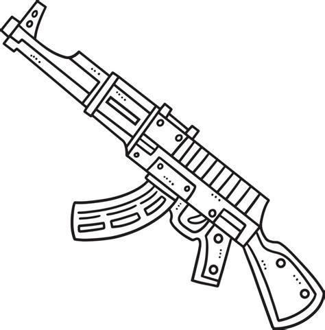 Submachine Gun Isolated Coloring Page For Kids 19943333 Vector Art At