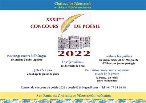 Concours De Poésie 2022 Les Amis Du Château De Montrond Les Bains