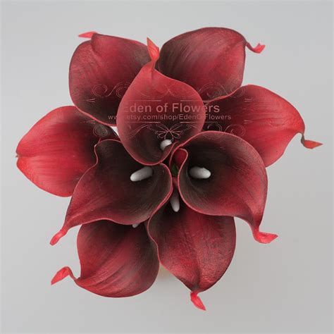 10 Pcs Real Touch Wine Red Calla Lilies For Wedding Bridal Etsy