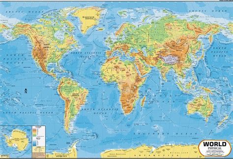 World Map Physical Wall Chart Paper Print Maps Posters In India