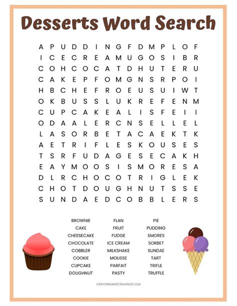 Our word search generator uses a basic word filter to prevent the accidental, random creation of offensive words. Desserts Word Search Printable | AllFreeKidsCrafts.com